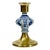Mid-Century Boho Chic Hollywood Regency Ceramic Delft Blue & White, Brass Candle Holder For Sale