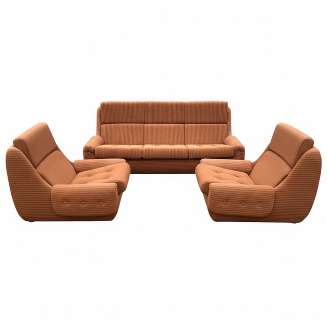 Brown Mid-Century Sofa & Armchairs from Jitona, Czech, 1970s For Sale - Image 8 of 8