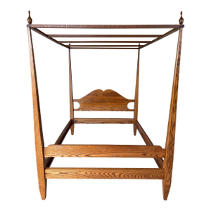 Tom Seeley Solid Oak Shaker Style Tester Poster Queen Bed Frame