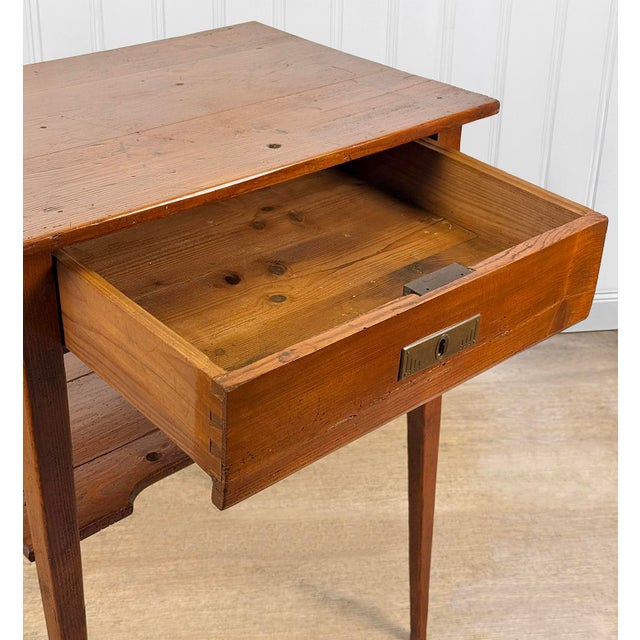 Brown Antique Primitive Farmhouse Pine Single Drawer Side Table For Sale - Image 8 of 13