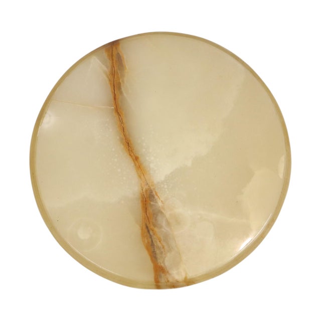 1960s Vintage Brass Side Table with Round Onyx Marble Top, 1950s For Sale - Image 5 of 18