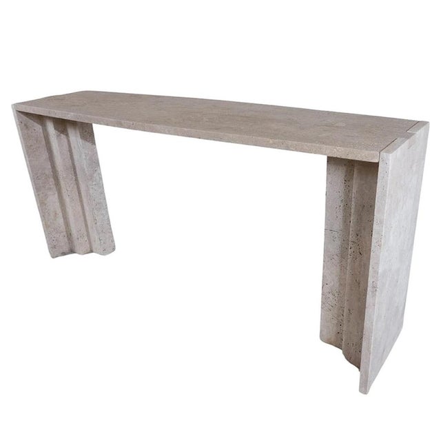 Vintage Travertine Console, Italy For Sale - Image 4 of 5