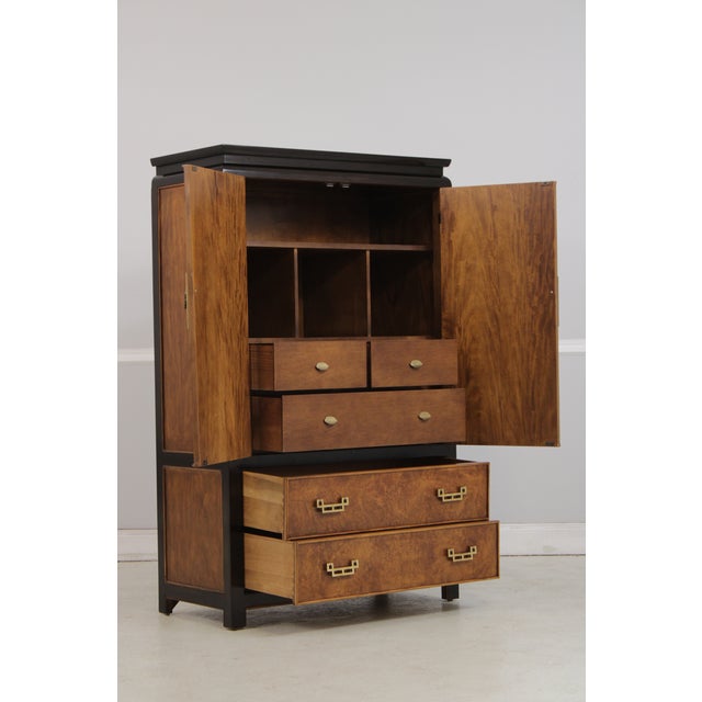 Century Furniture Century Chinoiserie Style Burlwood Armoire For Sale - Image 4 of 13