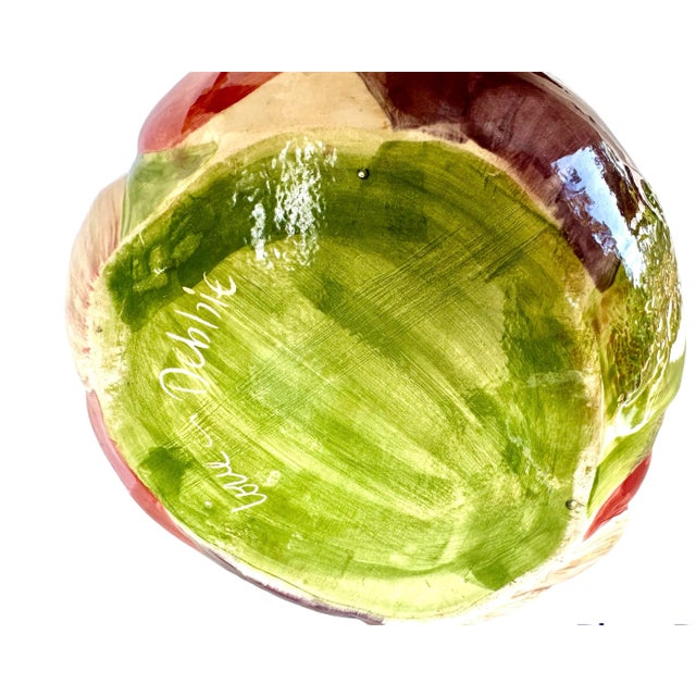 1980s Vintage Ceramic Pitcher Jug Vegetables Multi Color Love Debbie Multicolor For Sale - Image 5 of 12