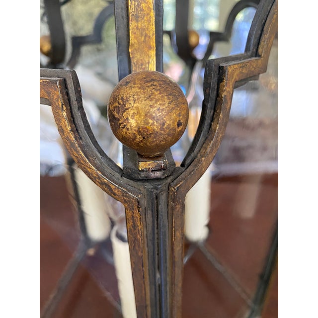 Paul Ferrante Iron Chandelier With Gold Leaf For Sale - Image 9 of 11