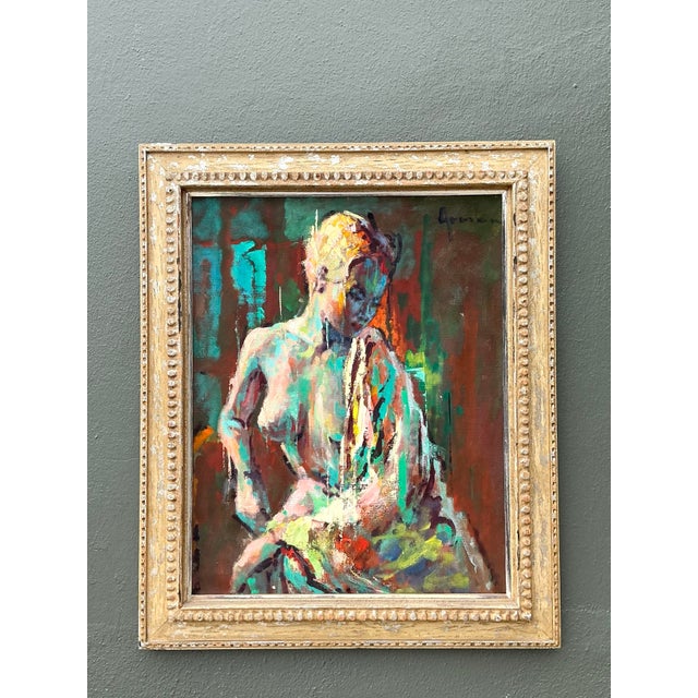 Textile Vintage MCM Original Abstract Figurative Nude on Canvas For Sale - Image 7 of 14