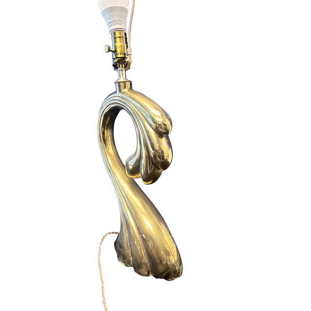Mid-Century Modern 1970s Pierre Cardin Sculptural Brass Table Lamp For Sale - Image 3 of 3