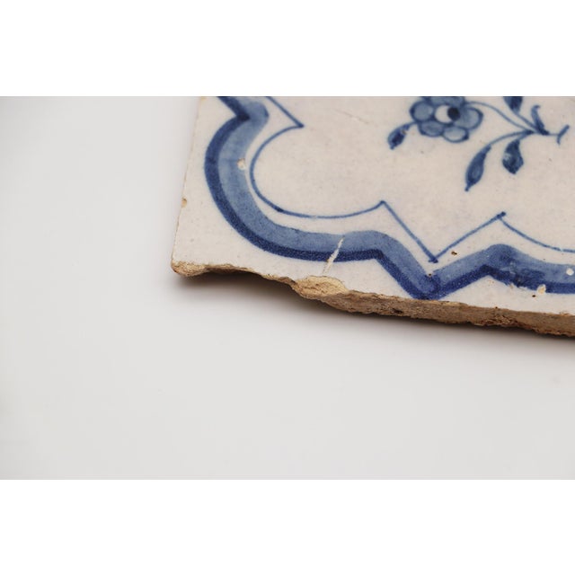 18th Century Blue & White Flower Set of Two Tiles, Portuguese For Sale - Image 10 of 12