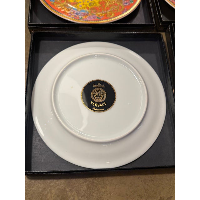Set of 4 Rosenthal Versace Primavera 7 1/8"Bread & Butter Plate Original Box For Sale In Minneapolis - Image 6 of 9