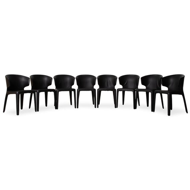 Hola Leather Chairs in Black from Cassina, Set of 8 For Sale - Image 14 of 14