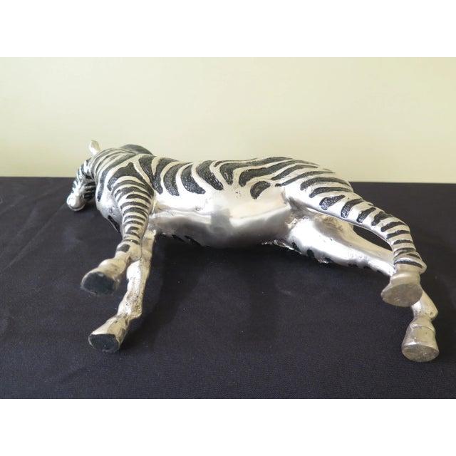 Modern Signature Statuary Bronze Silver Finish Zebra Sculpture For Sale In Philadelphia - Image 6 of 7