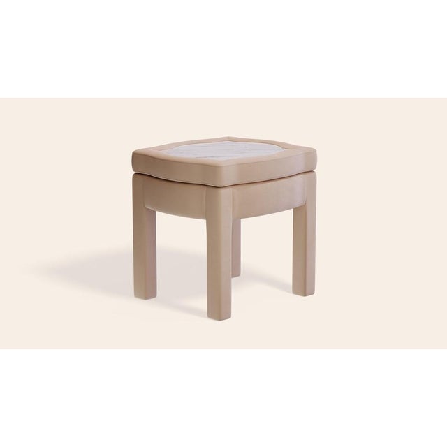 Contemporary Rose Linen Piero Ottoman by Ceraudo For Sale - Image 3 of 8