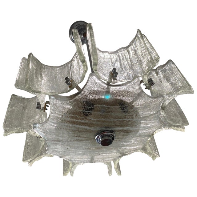 Glass Ice First Chrome Structure Chandelier attributed to J. T. Kalmar for Kalmar, Austria, 1970s For Sale
