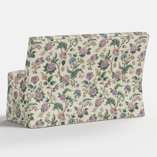 Not Yet Made - Made To Order Andrea Slipcover Dining Banquette in Lilac Tree of Life Floral For Sale - Image 5 of 7
