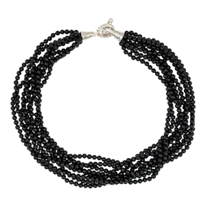 Mid 20th Century Tiffany & Co Necklace Onyx Multi Strand Torsade Toggle Vintage
