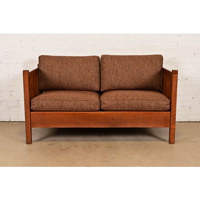 Stickley Mission Oak Arts & Crafts Spindle Settle Sofa For Sale In South Bend - Image 6 of 12