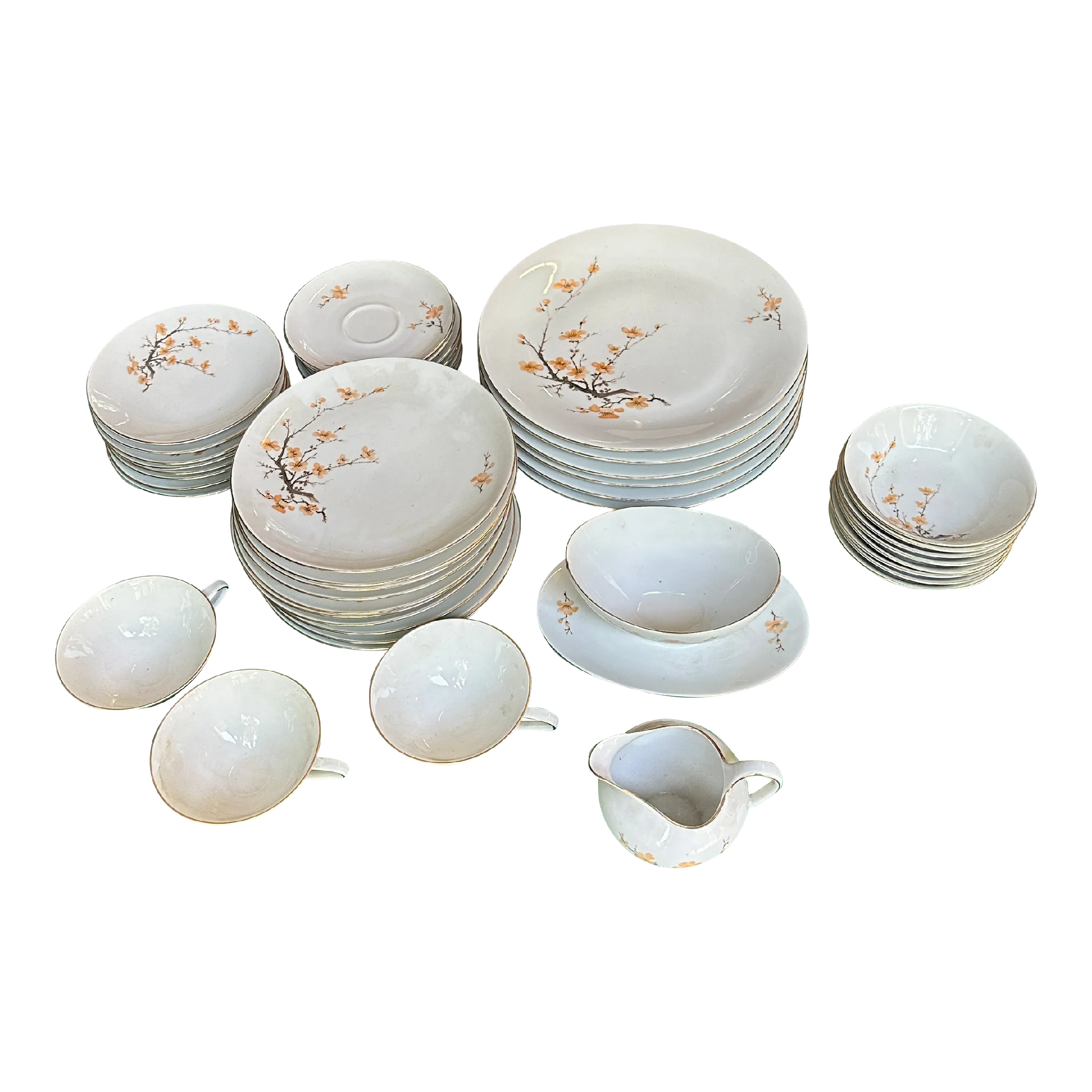 1970s Bareuther Japanese Cherry Blossom Dinnerware Set- 45 Pieces