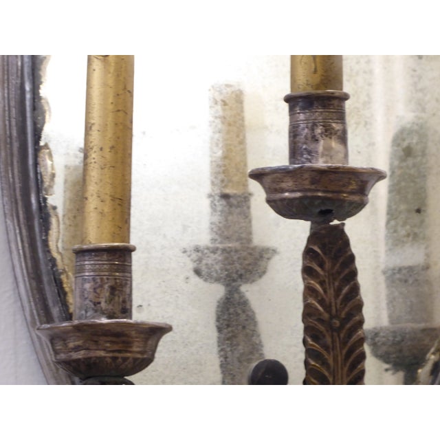 18th Century Italian Silvered Three Arm Wall Sconces - a Pair For Sale - Image 4 of 7
