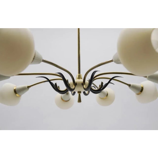 8-Light Sputnik Ceiling Lamp in the style of Arteluce, Italy, 1950s For Sale - Image 6 of 10