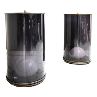 Light Columns in Brass and Acrylic Glass, Set of 2 For Sale