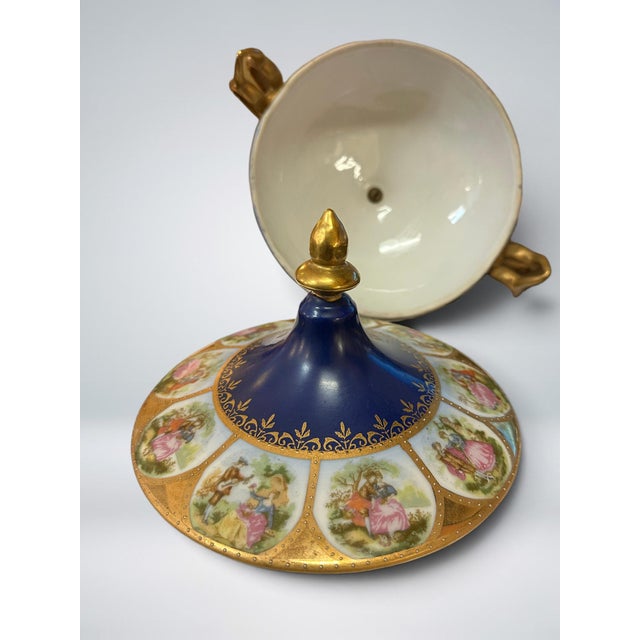 Ceramic Antique French Porcelain Lidded Centerpiece / Coupe For Sale - Image 7 of 11