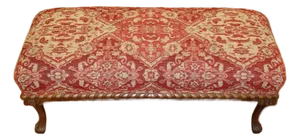 1980s Continental Style Persian Rug Pattern Foot Stool Ottoman Window Bench