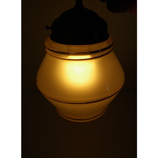 Pendant Light in Opaline Glass, Metal, and Brass, 1960s For Sale - Image 3 of 16