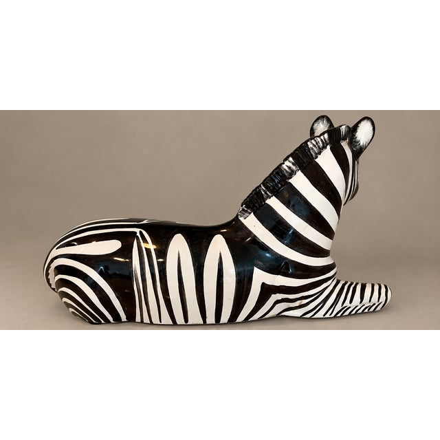 1970s Italian Vintage Hand Painted Porcelain Large Zebra Sculpture For Sale - Image 5 of 9