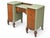 Wood Antique Art Deco Vanity With Three-Panel Mirror and Matching Bench For Sale - Image 7 of 18