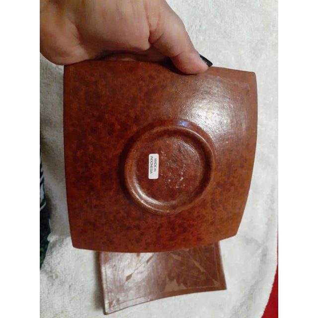 Asian 1990s Pair of Etched Terracotta Candle Holders Made in Indonesia For Sale - Image 3 of 8