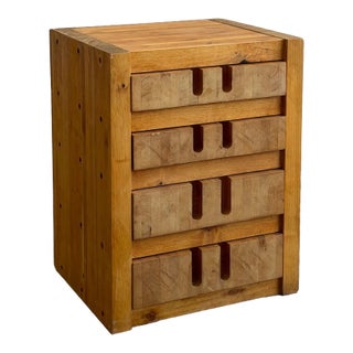 1970s Artisanal Reclaimed Wood Quad-Drawer Accent Chest For Sale