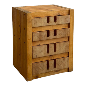 1970s Artisanal Reclaimed Wood Quad-Drawer Accent Chest