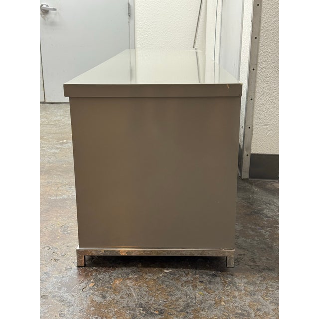 Custom Furniture Design Gray Lacquer Media Cabinet For Sale In San Francisco - Image 6 of 12