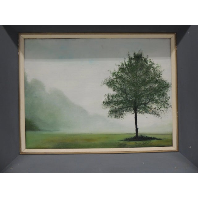 Framed Oil Painting "Morning Fog" Painted Wood Frame. Florida artist: Maggie Bartel Signed Painted mate grey chalk paint...