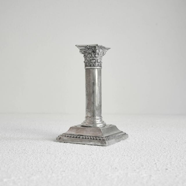 Corinthian Column Candleholder in Silver, 1950s For Sale - Image 6 of 8