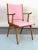Vintage Italian Wood Accent Chair in Pink Leatherette, Italy, 1950s For Sale - Image 11 of 11