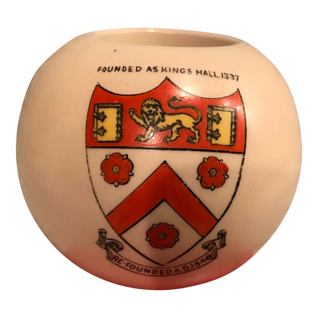 British Early 1900s Ceramic Carlton Match Striker With Lion Coat of Arms For Sale