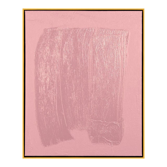Pink Free Form Lines II by The Holly Collective, Textured Art Print in Gold Frame, Large For Sale