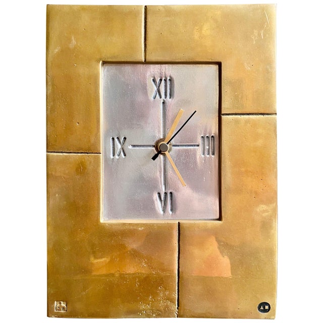 Gold Large Model Table Clock from David Marshall, Spain, 1960s For Sale - Image 8 of 8