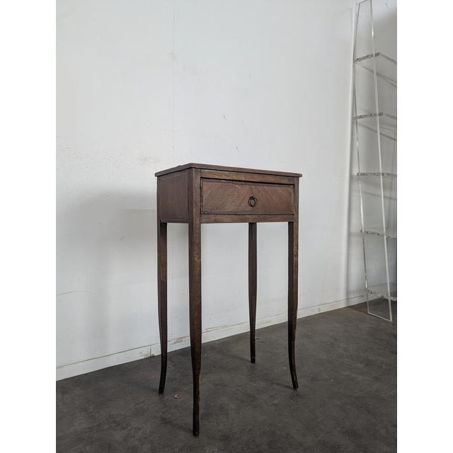 Louis XV Style Marquetry Bedside Table with Drawer and Cabriole Legs For Sale - Image 3 of 10