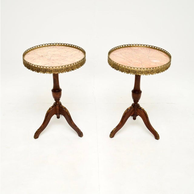A beautiful pair of antique French marble top wine tables, dating from around the 1930’s period. The quality is...