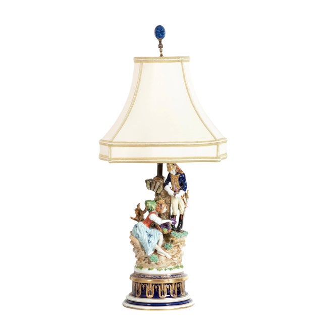 Early 19th Century Antique Capodimonte Porcelain Figural Group Designer Lamp For Sale - Image 5 of 6