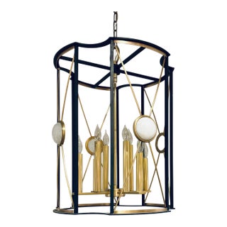 Hudson Valley Modern Black and Gold Cresson Pendant/Lantern For Sale
