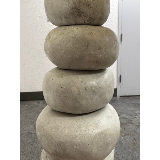 Gray Indonesian Stacking Faux Stone Table Lamp For Sale - Image 8 of 12