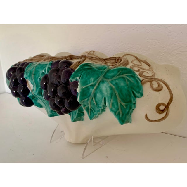 Traditional Vintage Majolica Wall Pocket Grapes & Vines For Sale - Image 3 of 6