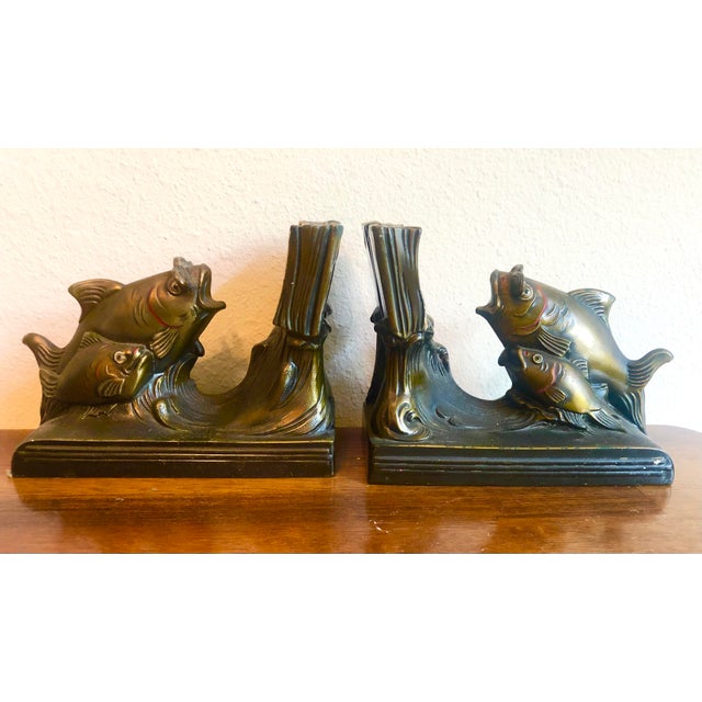 Black Antique Schooling Fish Metal Bookends by K & O Co Ny For Sale - Image 8 of 12