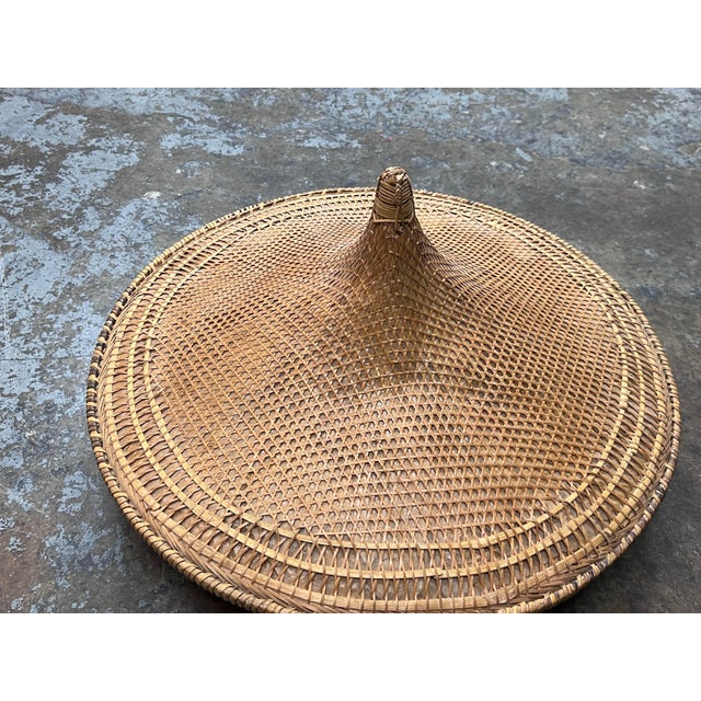Boho Chic Handwoven Wicker Lidded Basket, Vintage For Sale - Image 3 of 12
