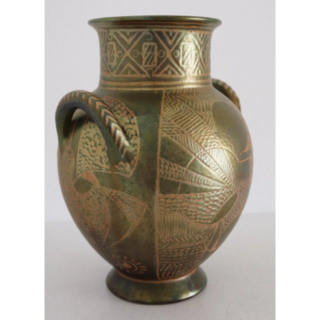 Italian Hand Painted Glazed Ceramic Vase by Riccardo Gatti, 1950s For Sale - Image 11 of 18