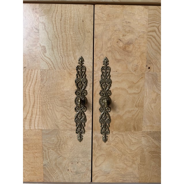 1990's Vintage Henredon Charles X Burl Wood Sideboard With Brass Hardware For Sale - Image 12 of 18