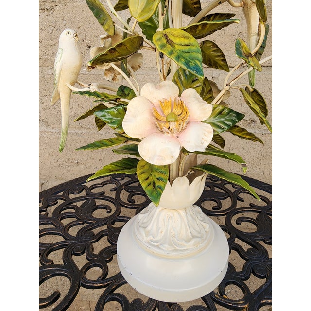 Mid-Century Modern Mid 20th Century Italian Tole Flora and Fauna Table Lamp For Sale - Image 3 of 16